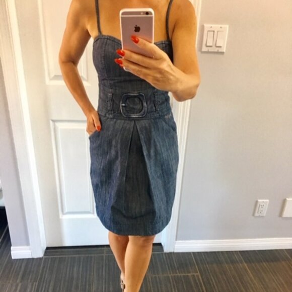RARE Vintage Miss Sixty denim dress 100% cotton with built in bra size xs - Picture 1 of 16